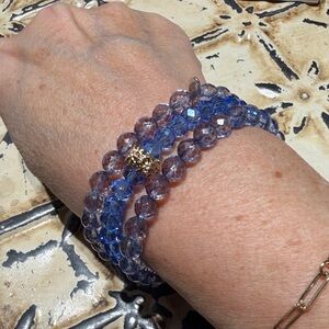 Chic Blue and Gold Beaded Bracelet